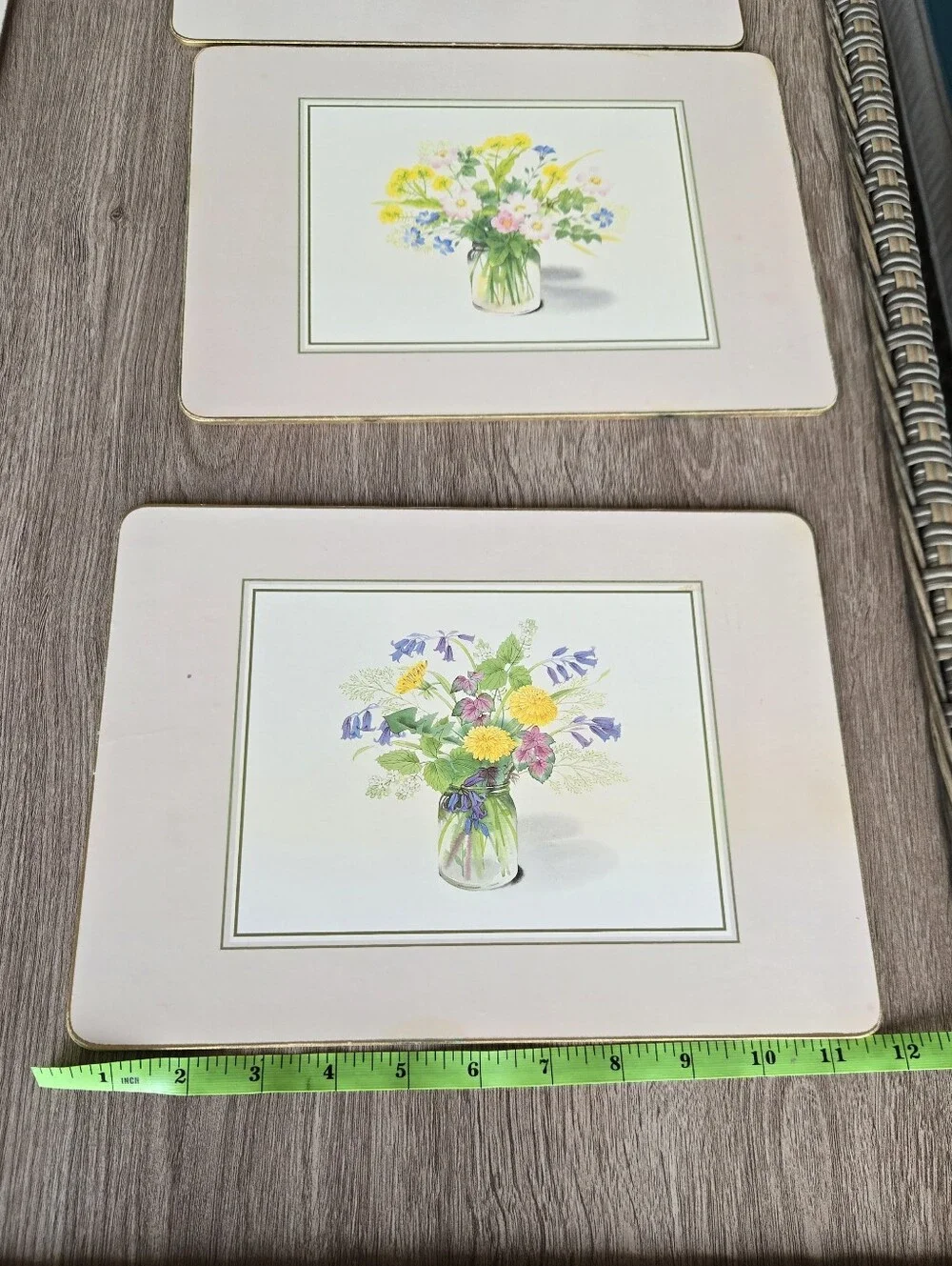 Vintage Cottagecore Wildflower Cork-Backed Hardboard Placemats set of 11